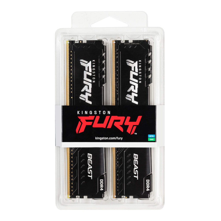 memoria kingston fury beast ddr4 - velocidad = 3600 mts capacidad total kit = 16 gb kit = módulo único densidad de dram = 16 gbit