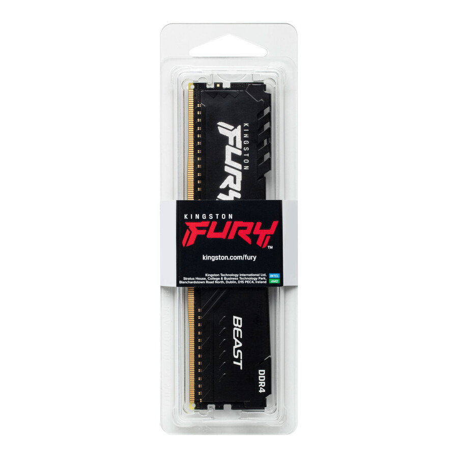 memoria kingston fury beast ddr4 - velocidad = 3200 mts capacidad total kit = 32 gb kit = módulo único densidad de dram = 16 gbit