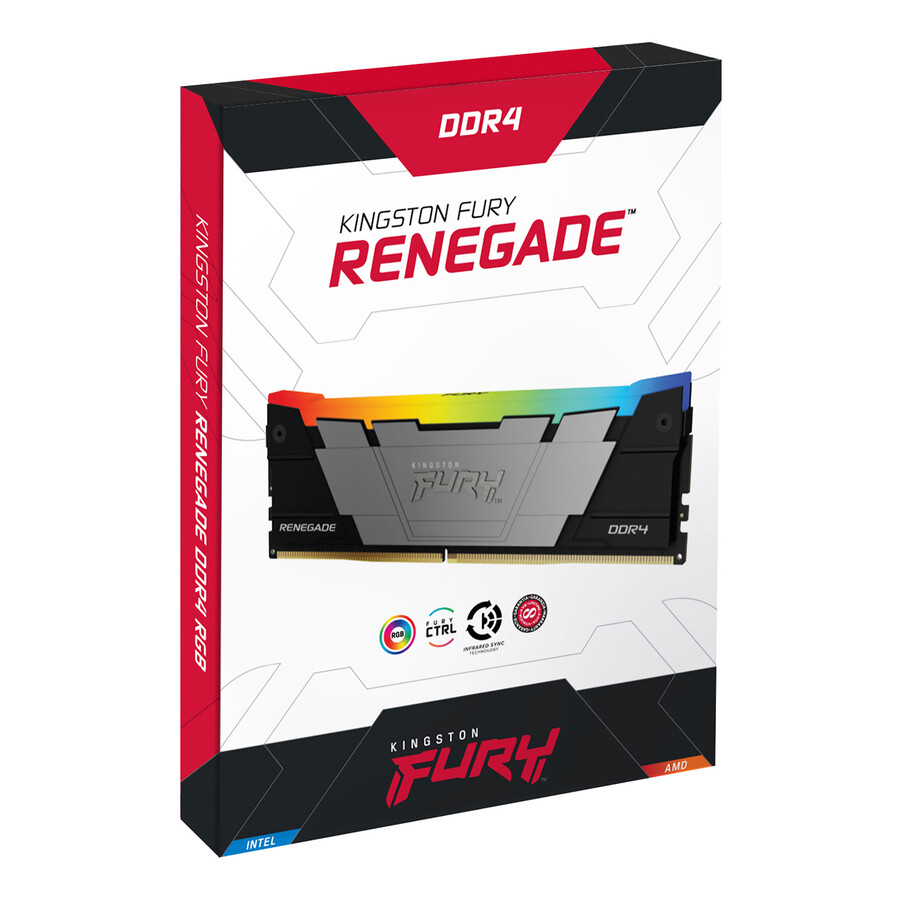 memoria kingston fury renegade ddr4 rgb - velocidad = 3600 mts capacidad total kit = 16 gb kit = kit de 2 dram densidad = 8 gbit