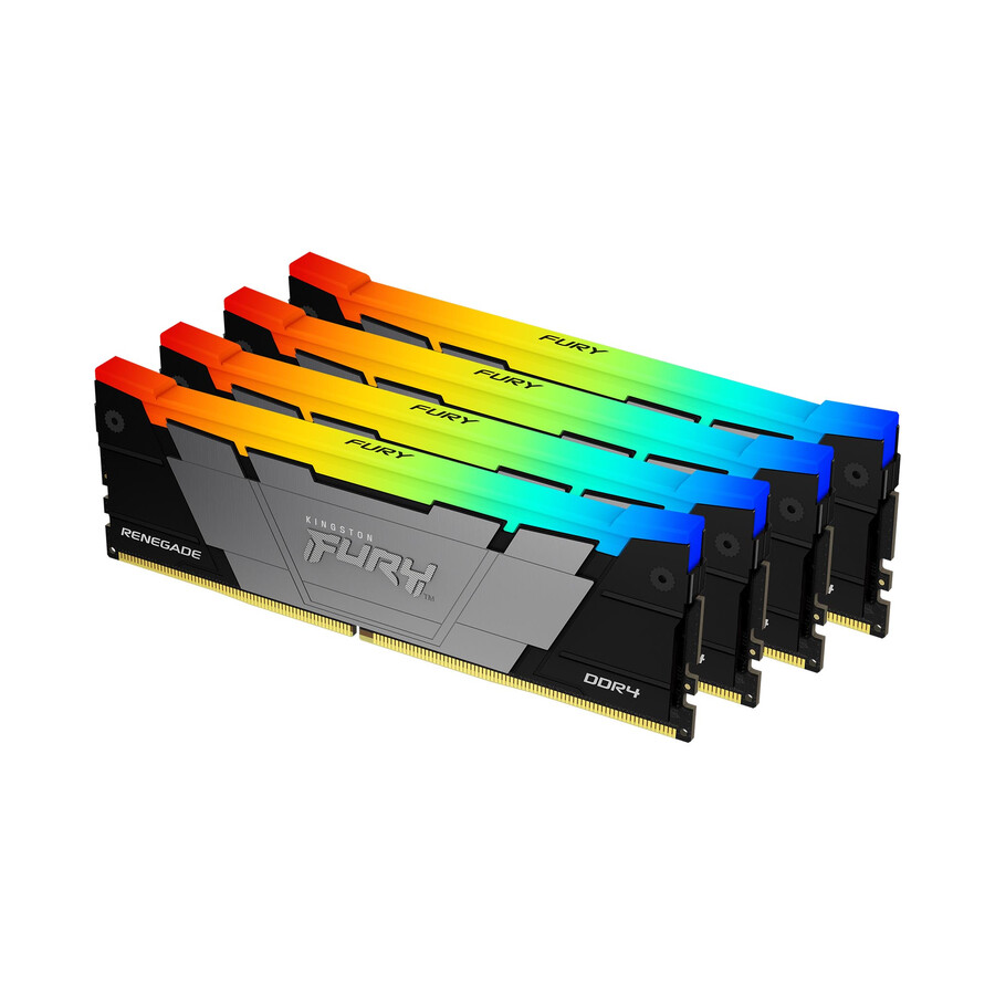 memoria kingston fury renegade ddr4 rgb - velocidad=3600mts capacidad total kit=32gb kit=kit de 4 dram densidad=8gbit