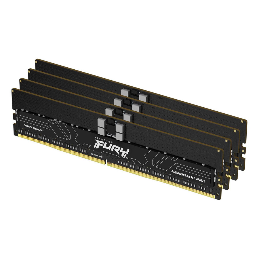 memoria kingston fury renegade pro ddr5 rdimm - velocidad = 6000 mts capacidad total kit = 32 gb kit = módulo único densidad de dram = 16 gbit tipo de perfil = intel xmp