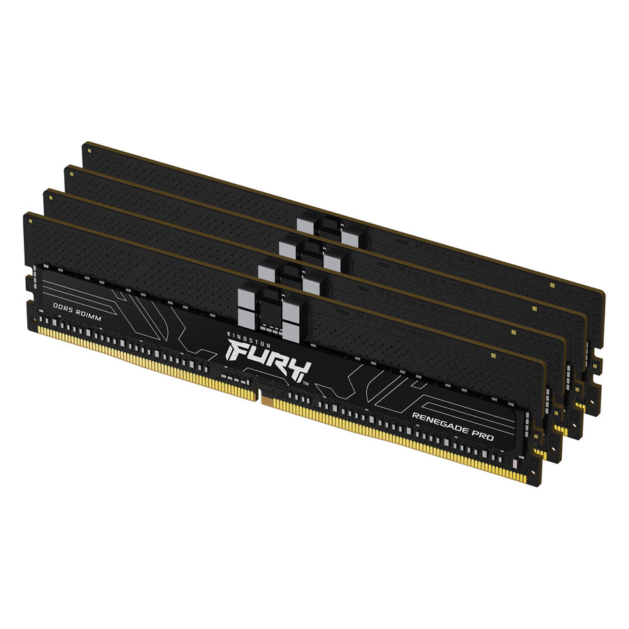 memoria kingston fury renegade pro ddr5 rdimm - velocidad = 6400 mts capacidad total kit = 32 gb kit = módulo único densidad de dram = 16 gbit tipo de perfil = intel xmp