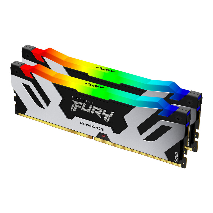 memoria kingston fury renegade ddr5 rgb - tipo de módulo = udimm velocidad = 8000 mts capacidad total kit = 16 gb kit = módulo único densidad de dram = 16 gbit color = negro