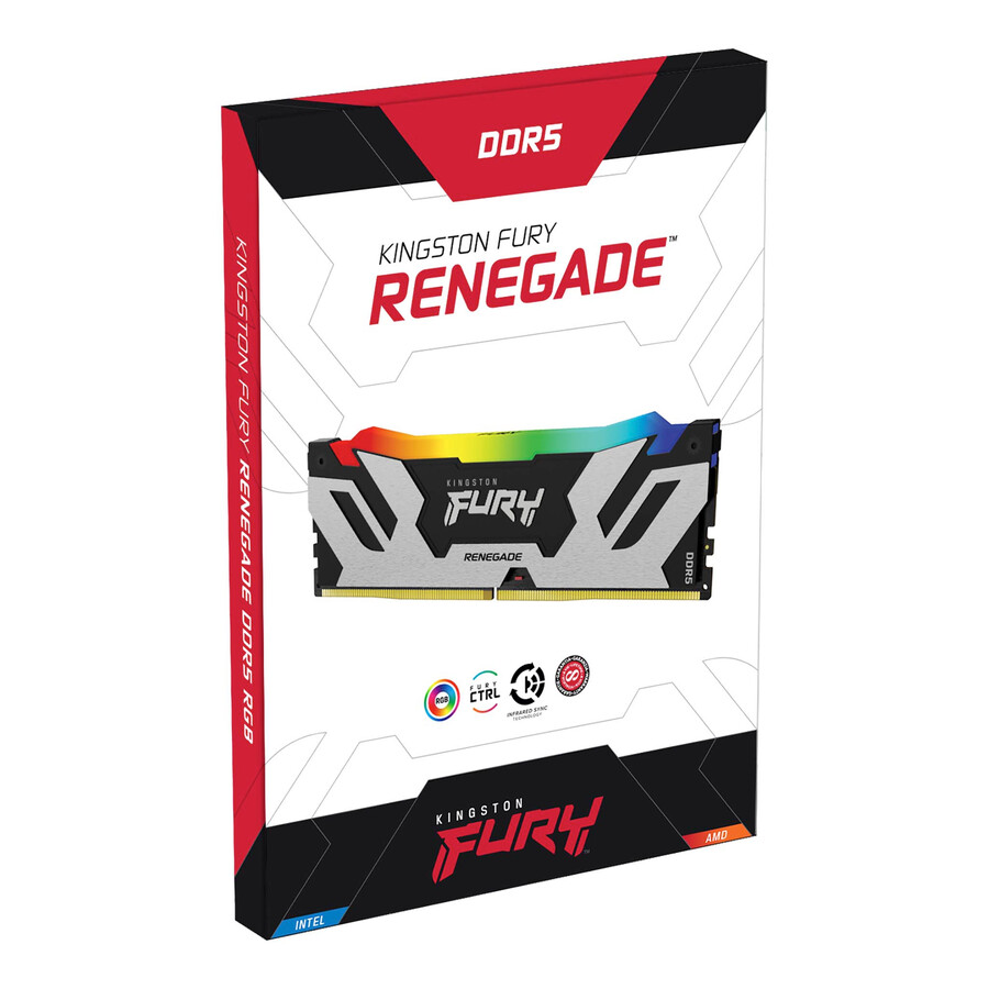 memoria kingston fury renegade ddr5 rgb - tipo de módulo = udimm velocidad = 7200 mts capacidad total kit = 32 gb kit = kit de 2 dram densidad = 16 gbit color = negro