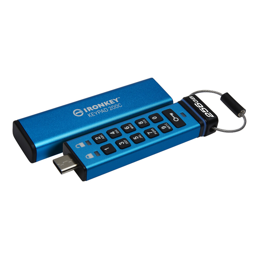 unidad flash usb kingston ironkey keypad serie 200 - capacidad = 32 gb conector = usb-c