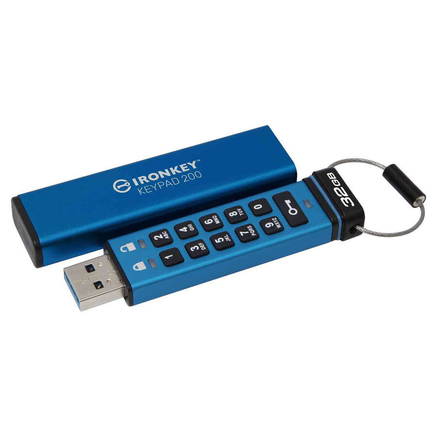 unidad flash usb kingston ironkey keypad serie 200 - capacidad = 128 gb conector = usb-c