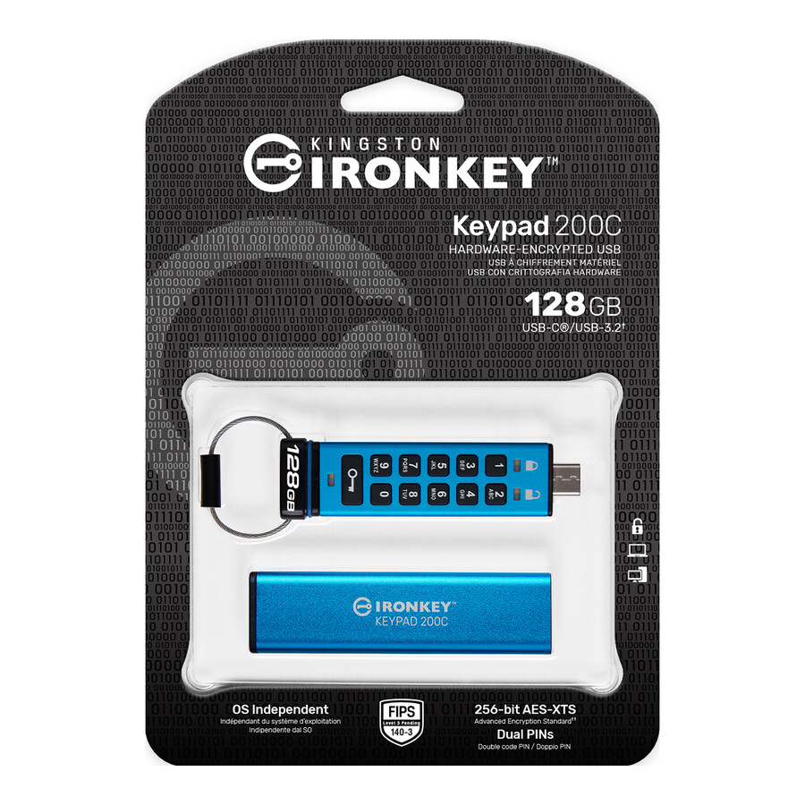 unidad flash usb kingston ironkey keypad serie 200 - capacidad = 256 gb conector = usb-a