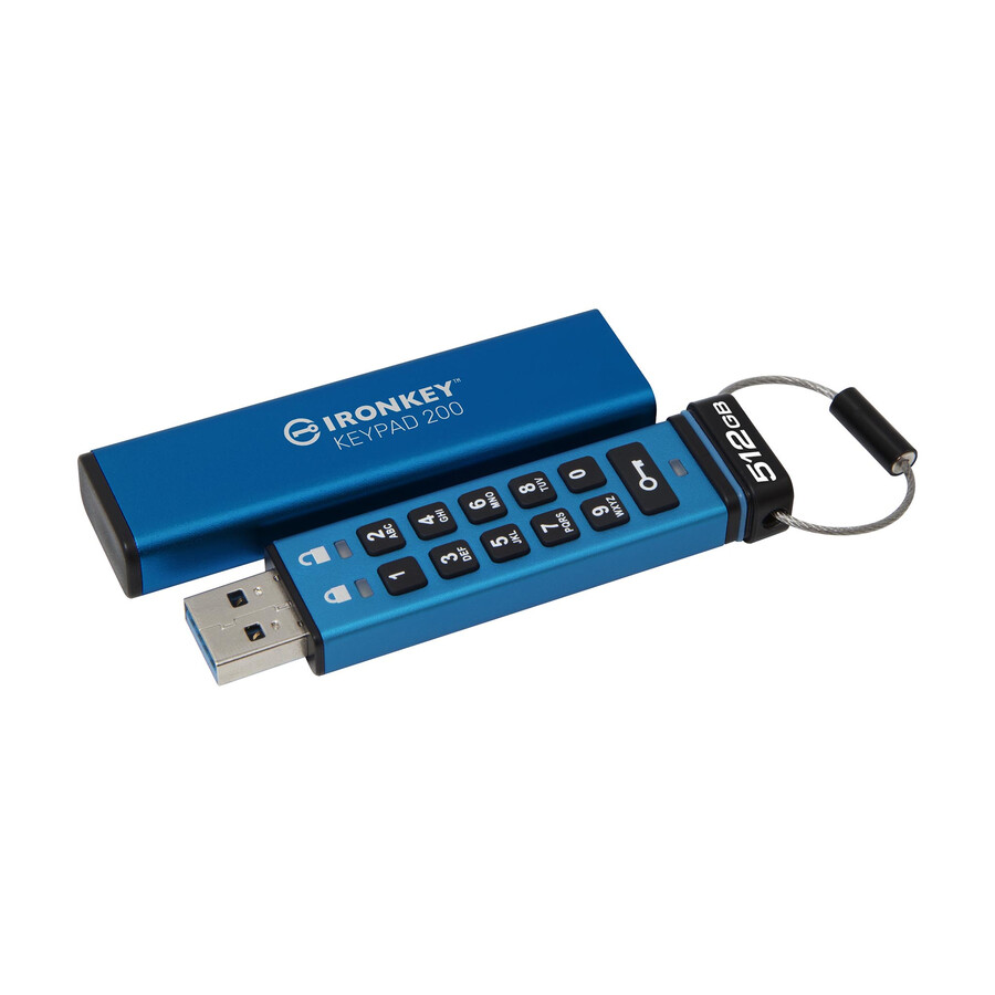 unidad flash usb kingston ironkey keypad serie 200 - capacidad = 512 gb conector = usb-a