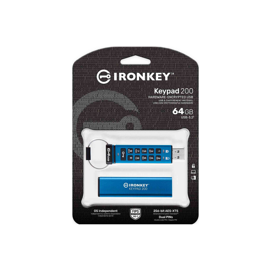 unidad flash usb kingston ironkey keypad serie 200 - capacidad = 512 gb conector = usb-a