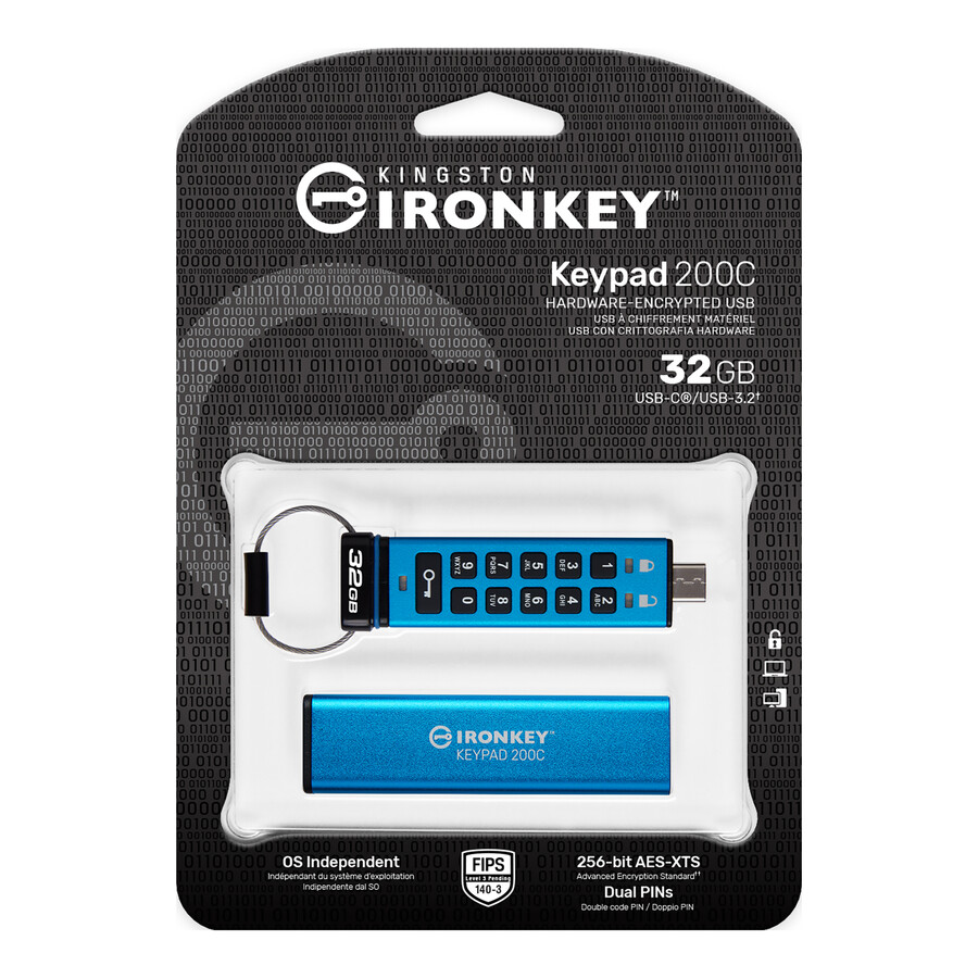 unidad flash usb kingston ironkey keypad serie 200 - capacidad = 512 gb conector = usb-c