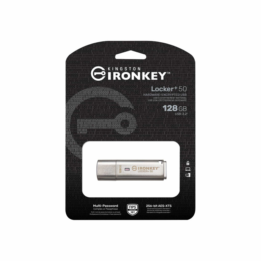 unidad flash usb kingston ironkey locker 50 capacidad 128 gb