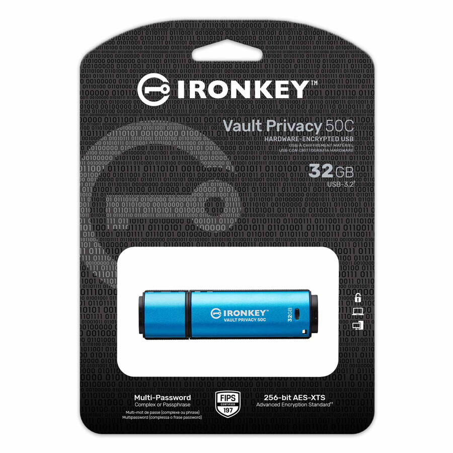 kingston ironkey vault privacy serie 50 - capacidad 32 gb clase de velocidad usb 3.2 gen 1 conector usb-a